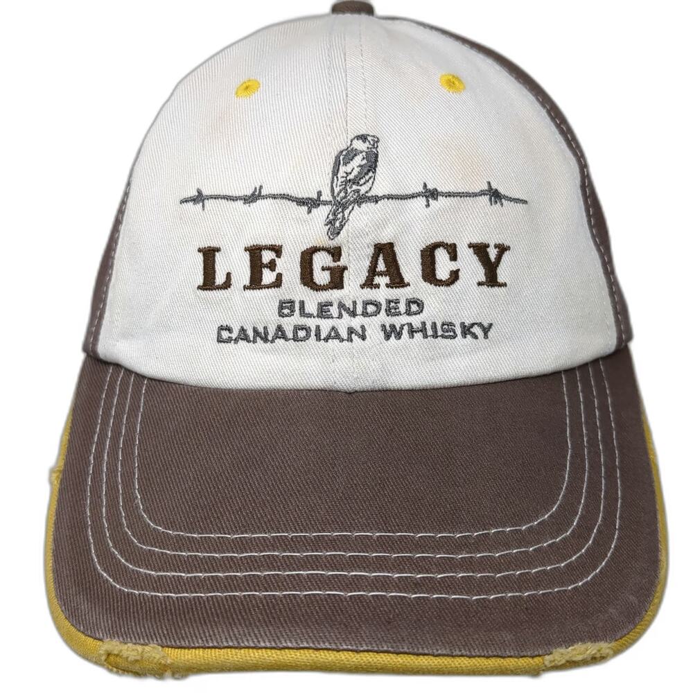 Legacy Canadian Whisky Hat Baseball Cap Brown One Size Distressed Bird Strapback